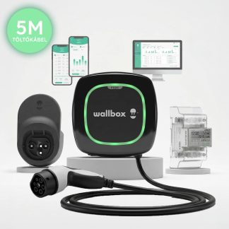 Wallbox Pulsar Plus 22kW + POWER BOOST + Kábel Dock – Fekete otthoni okostöltő fali kábel tartóval