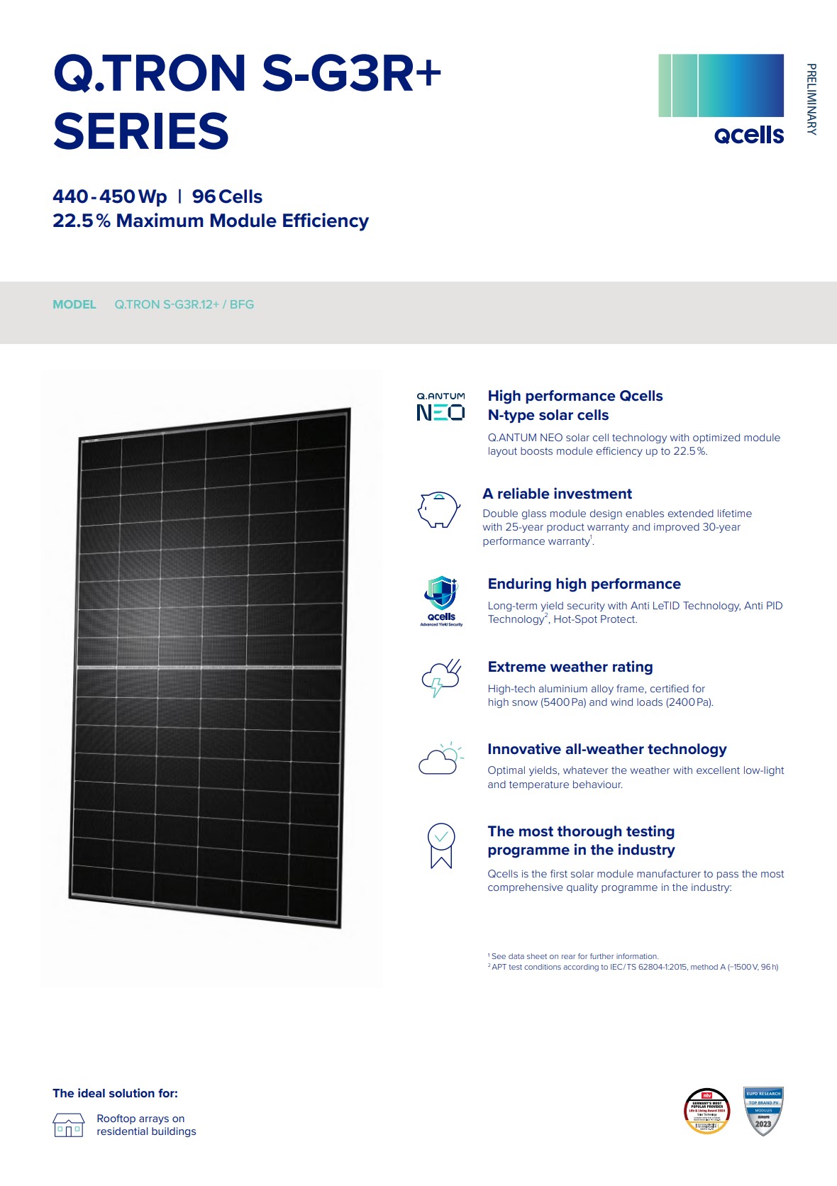 Q-Cells Q.TRON 440W Bifacial Full Black napelem panel