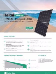 Haitai 450W Bifacial N-type napelem